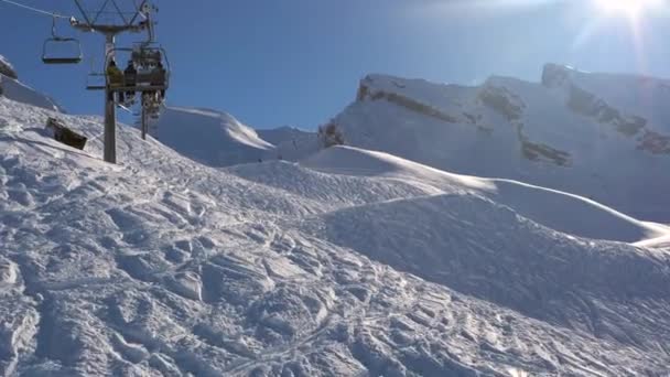 Snowy Landschappen Van Skigebied Zwitserland — Stockvideo