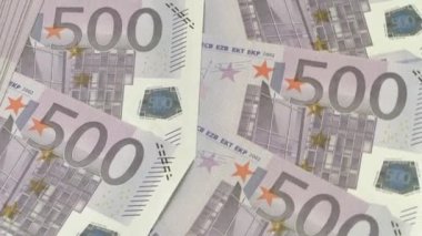 500 avroluk banknotlarla dönen görüntüler, yakın plan görüntüler