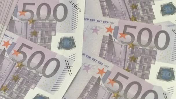 Πλάνα Περιστρεφόμενα Τραπεζογραμμάτια Των 500 Ευρώ Προβολή Close — Αρχείο Βίντεο