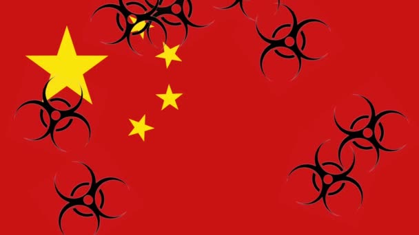 中国国旗の色を持つオロナウイルス警報背景アニメーション — ストック動画