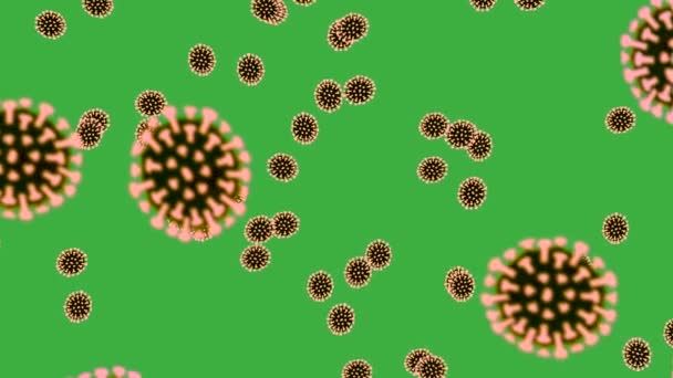 抽象イラストとゴールドコロナウイルス緑の画面の背景 — ストック動画