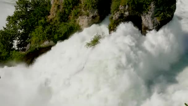 Ünlü Rhine Falls Şelalesinin Muhteşem Manzarası — Stok video