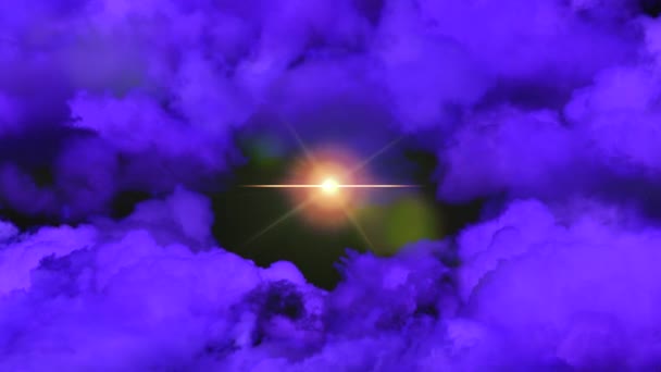 Heldere Supernova Ster Blauwe Wolken Zwarte Donkere Kosmos Achtergrond — Stockvideo