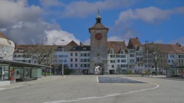 Solothurn, İsviçre 'deki boş cadde Corona Pandemisi' ndeki 2020 karantinası sırasında