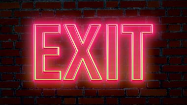 tuğla duvar arka planında aydınlatmalı neon ışığı