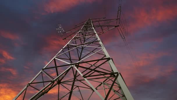 Low Angle View Telecommunication Tower Sunset Sky Clouds — Stock Video