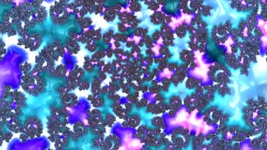 Soyut renkli şekiller hareket ediyor. Bilgisayar tarafından oluşturulan Fraktal tasarım görüntüleri