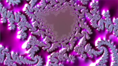 Soyut renkli şekiller hareket ediyor. Bilgisayar tarafından oluşturulan Fraktal tasarım görüntüleri