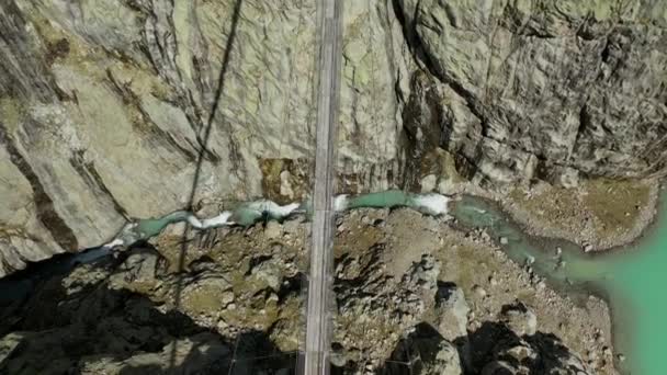 Вид Висоти Чудовий Гірський Краєвид Trift Glacier Triftgletscher Швейцарії — стокове відео