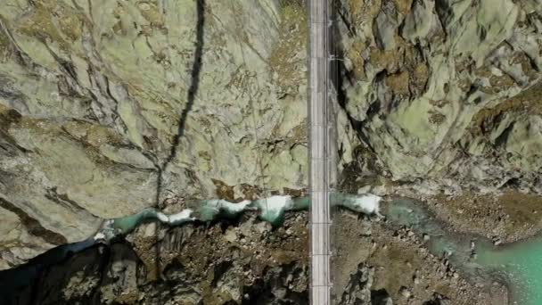 Aerial View Amazing Mountain Landscape Trift Glacier Triftgletscher Switzerland — Stock Video