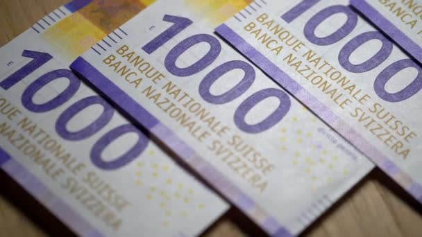 Zblízka Pohled Bankovky Švýcarských Franků Koncept Peněz — Stock video