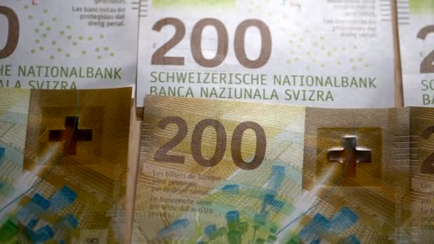 关于瑞士法郎钞票 货币概念的特写观点 — 图库视频影像