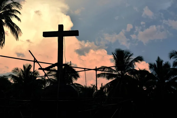 Silhouette Image of Cross of Jesus in Goa