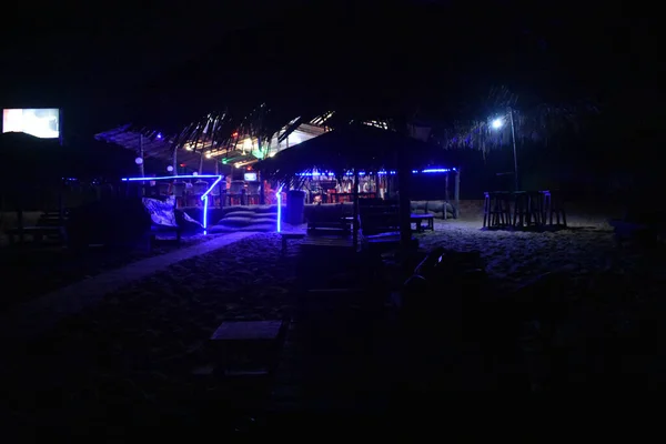Vida Nocturna Playa Goa Con Hermosa Luz Azul — Foto de Stock