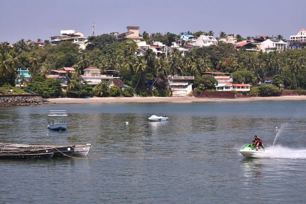 Promenade Bateau Rapide Dans Océan Goa — Photo