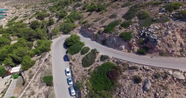 Lot Dronem Południe Słońca Nad Palma Mallorca Następujące Samochodu Wybrzeżu — Wideo stockowe