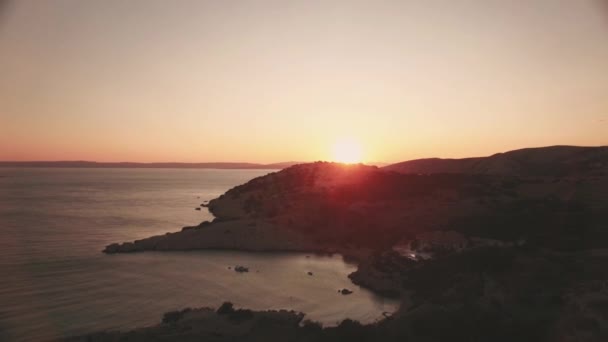 Вид Повітря Захід Сонця Морському Узбережжі Острова Крк Хорватія Красивою — стокове відео