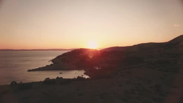 Vue Aérienne Coucher Soleil Sur Côte Maritime Krk Île Croatie — Video