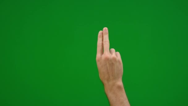 一组由8个不同的两个手指组成的手势在绿色屏幕上快速和缓慢地点击和滑动 — 图库视频影像