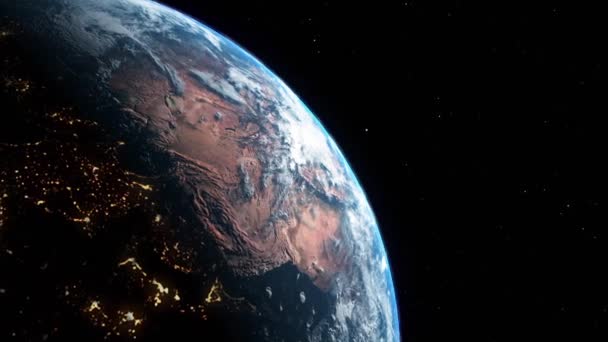 Réaliste Animé Rotation Terre Espace Avec Des Lumières Visibles — Video