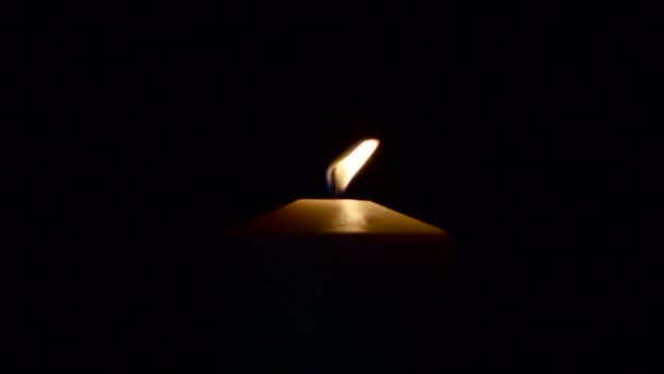 Closeup View Blow Out Candle Isolated Black Background Slow Motion — Stock Video