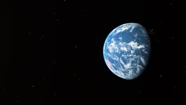 Realistic Animated Rotating Earth Space Visible Lights — Stock Video