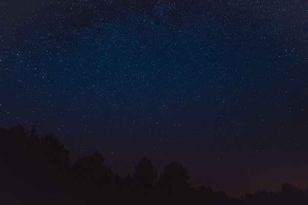 Пейзаж с голубым Млечным Путем. Ночное небо со звездами. Красивый молочный путь, взятый в Украине в ясную ночь
