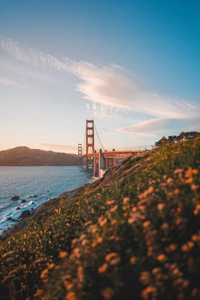 Gün Batımında San Francisco Muhteşem Bir Milli Anıtın Tarihi Golden — Stok fotoğraf