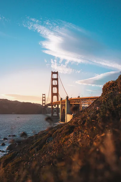 Güneş Batarken San Francisco Muhteşem Bir Milli Anıtın Tarihi Golden — Stok fotoğraf