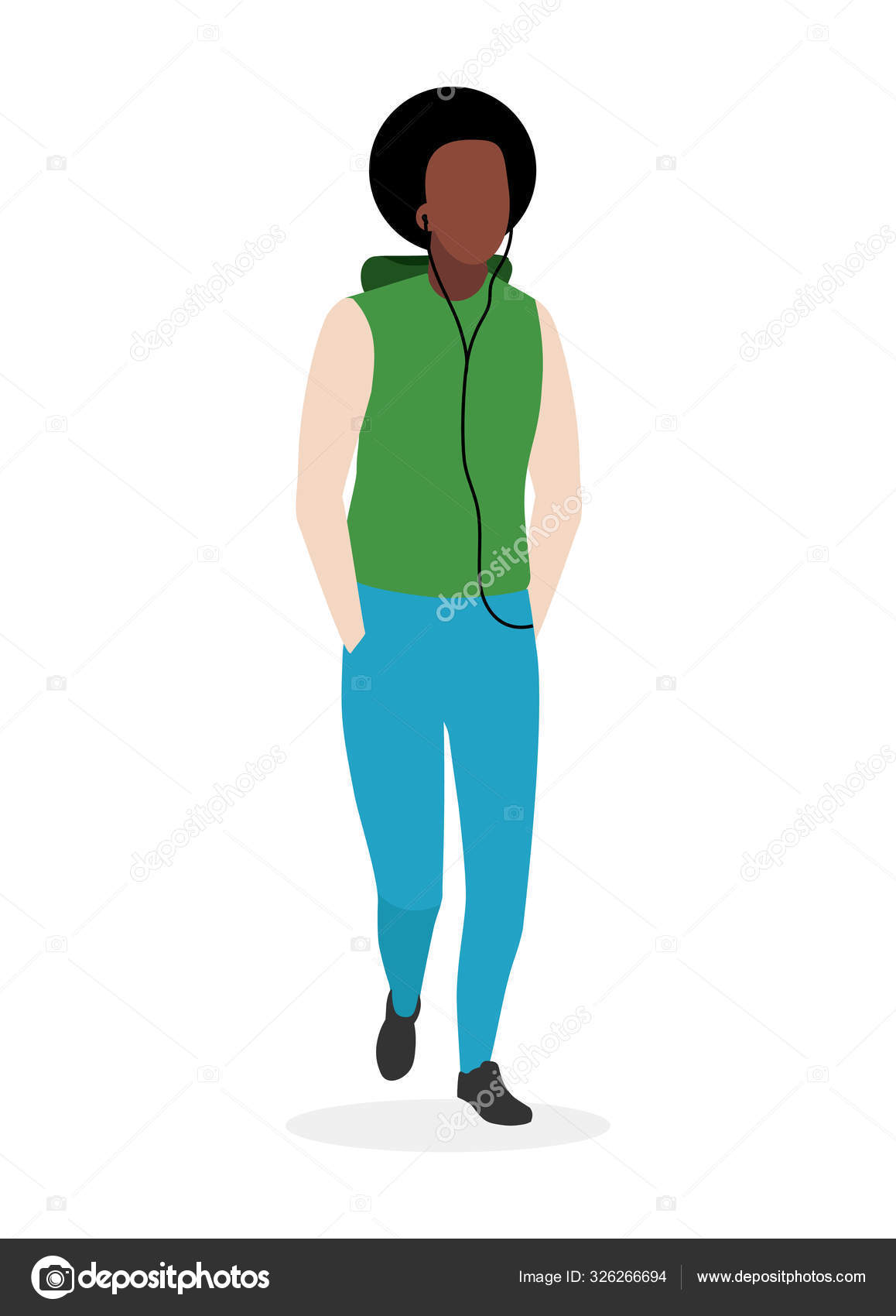 Afro american guy flat vector illustration. Black man with curly hair  cartoon character isolated on white background. Male fashion model wearing  casual style clothing. Dark skinned handsome student Stock Vector Image by ©