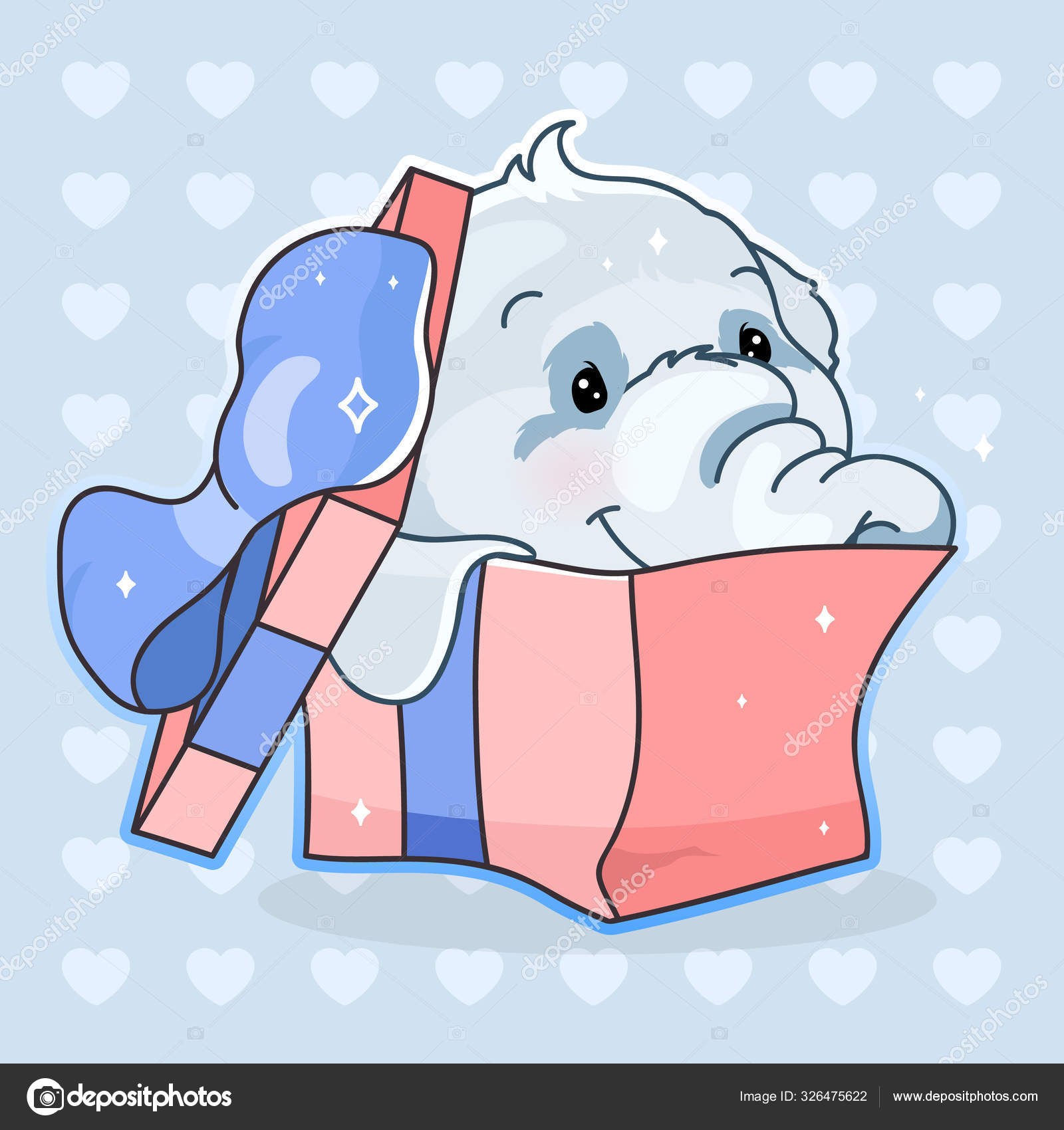 Cute elephants kawaii cartoon vector characters set. Adorable and funny  animal different poses and emotions isolated sticker, patch. Anime baby boy  elephants emoji on blue background, Stock vector