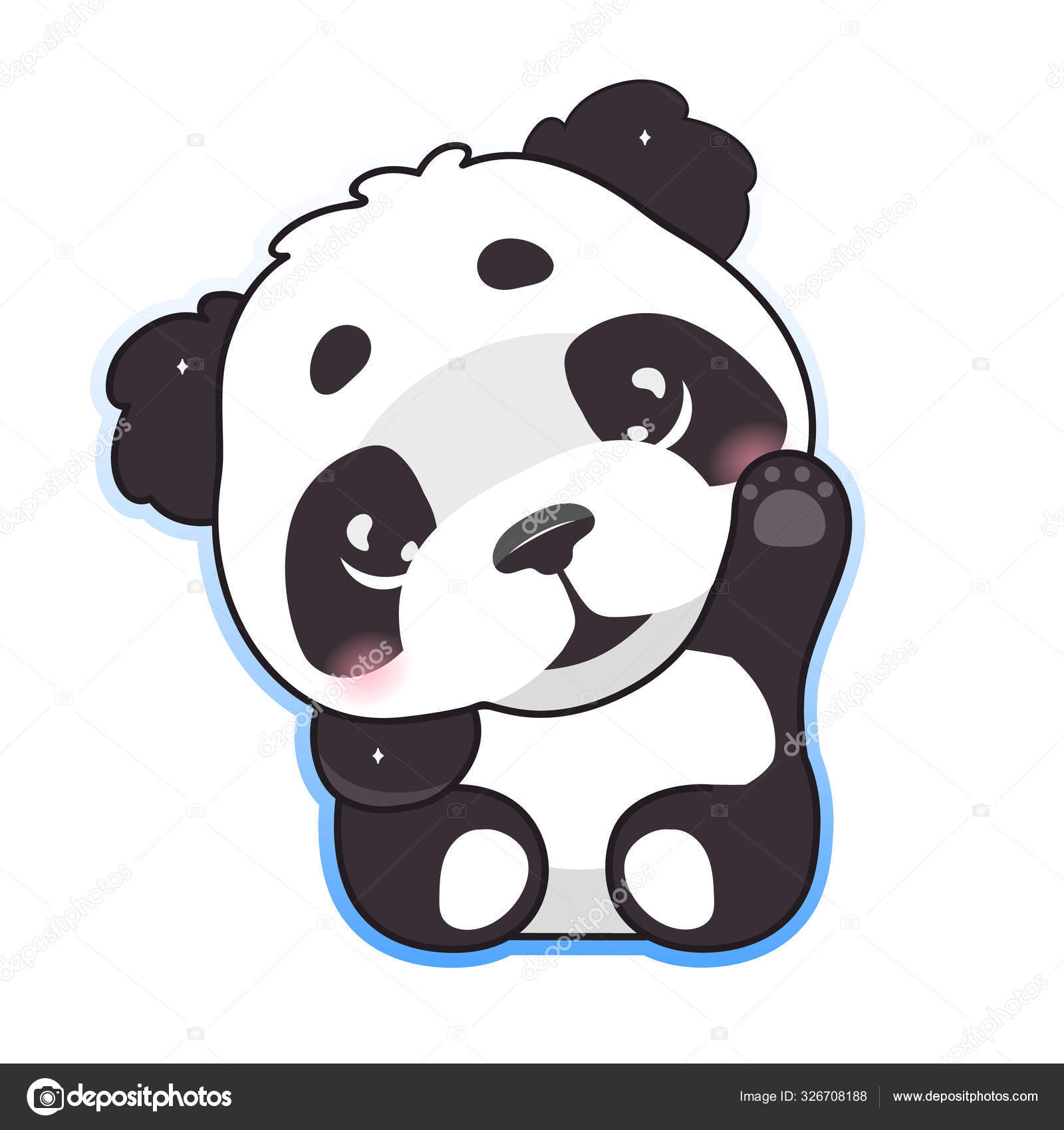 Animated cute panda stickers, white background