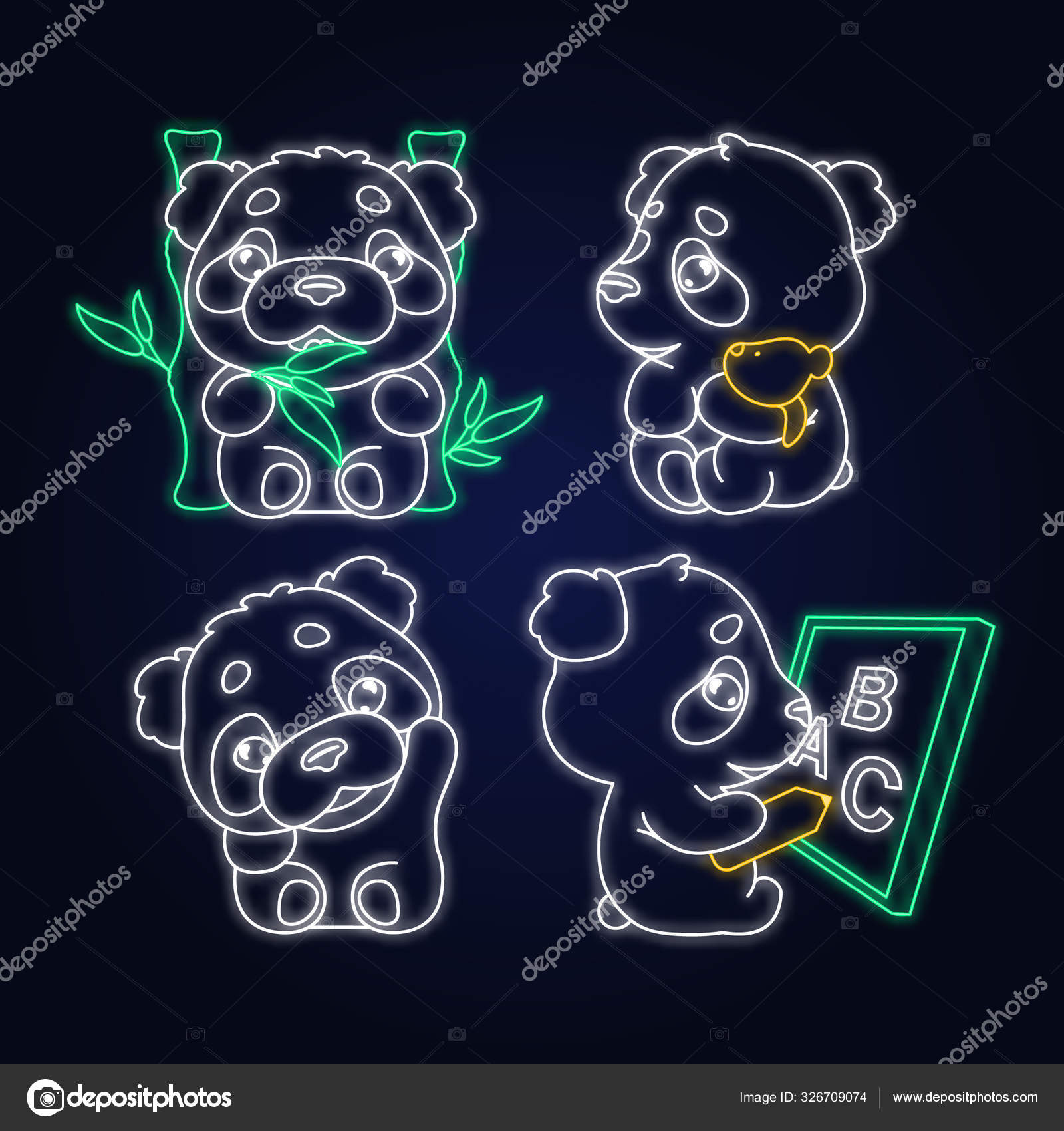 Cute Panda Kawaii Neon Light Characters Pack Adorable Happy And Funny Animal Eating Bamboo Waving Hand Isolated Sticker Patches Set Anime Baby Panda Bear Doodle Emojis Glowing Icons Vector Image By C Cute Panda Kawaii Neon Light Characters Pack Adorable Happy And Funny Animal Eating Bamboo Waving Hand Isolated Sticker Patches Set Anime Baby Panda Bear Doodle Emojis Glowing Icons Vector Image By C