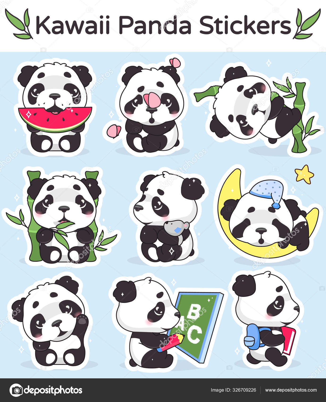 panda bonito comendo personagem de desenho animado de bambu kawaii. animal  adorável, feliz e engraçado desfrutar
