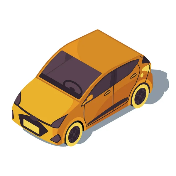 Illustrazione vettoriale isometrica a colori Minivan. Infografica sui trasporti urbani. Mini MPV. Microcar arancione. Veicolo multiuso. Trasporti urbani. Automobile concetto 3d isolato su sfondo bianco — Vettoriale Stock