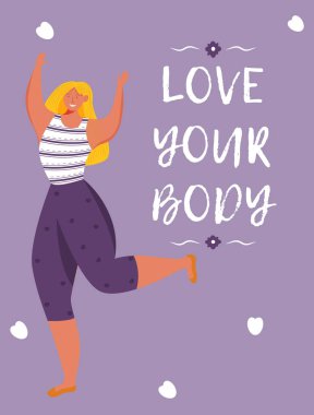 Vücut poster şablonuna bayıldım. Feminizm hareketi. Broşür.