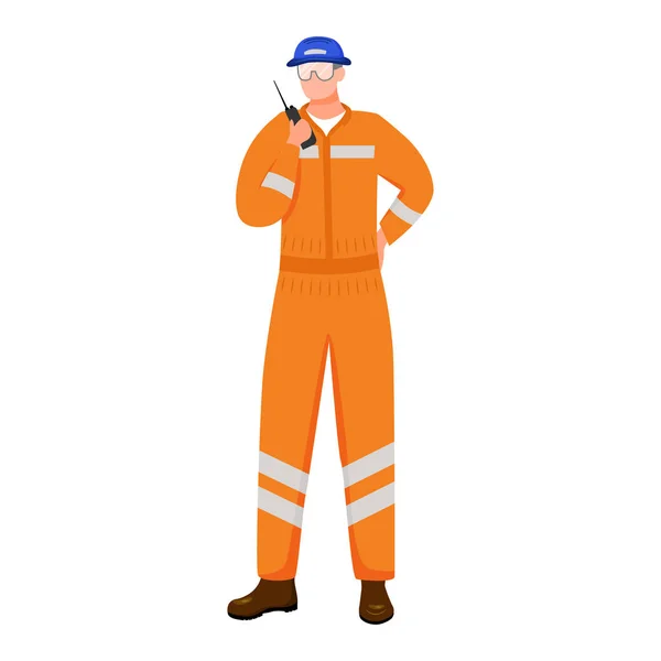 Engineer flat vector illustration. Maritime logistics. Shipping. Marine transportation. Worker isolated cartoon character on white background — Stock Vector