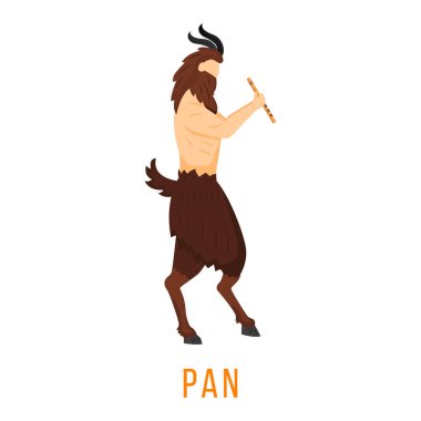 Pan flat vector illustration. God of wild, flocks and shepherds. Ancient Greek deity. Mythology. Divine mythological figure. Isolated cartoon character on white background vector Pan flat vector illustration. God of wild, flocks and shepherds. Ancient Greek deity. Mythology. Divine mythological figure. Isolated cartoon character on white background vector