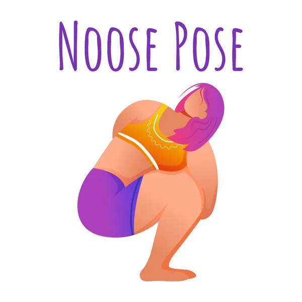 Noose pose social media post mockup. Postura Pasasana. Mulher branca a fazer ioga. Modelo de design de banner web. Impulsionador de mídia social, layout de conteúdo. Cartaz, cartão imprimível com ilustrações planas — Vetor de Stock