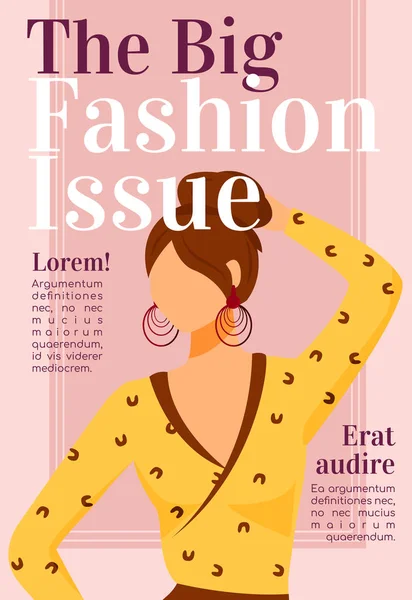 Fashion news magazine cover template. Design issues. Runway models outfits. Journal mockup design. Vector page layout with flat character. Style guide advertising cartoon illustration with text space — Stock Vector