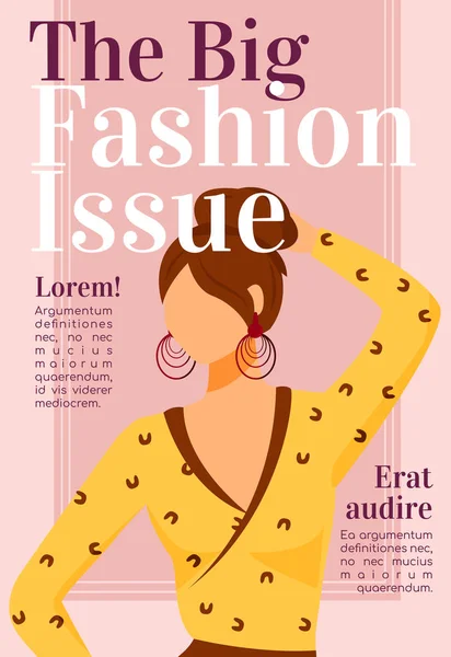 Titelvorlage eines Mode-Nachrichtenmagazins. Designfragen. Runway Models Outfits. Zeitschriftenmockup Design. Vektorseitenlayout mit flachem Charakter. style guide werbung cartoon illustration mit textfläche — Stockvektor