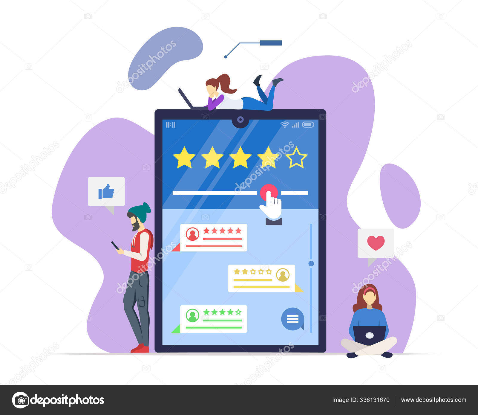 Online reviews semi flat RGB color vector illustration. User experience. Customer satisfaction. Consumer feedback. Positive, negative comments. Quality evaluation. Isolated cartoon character on white Stock Vector Image by ©ntlstudio #336131670 Online reviews semi flat RGB color vector illustration. User experience. Customer satisfaction. Consumer feedback. Positive, negative comments. Quality evaluation. Isolated cartoon character on white Stock Vector Image by ©ntlstudio #336131670