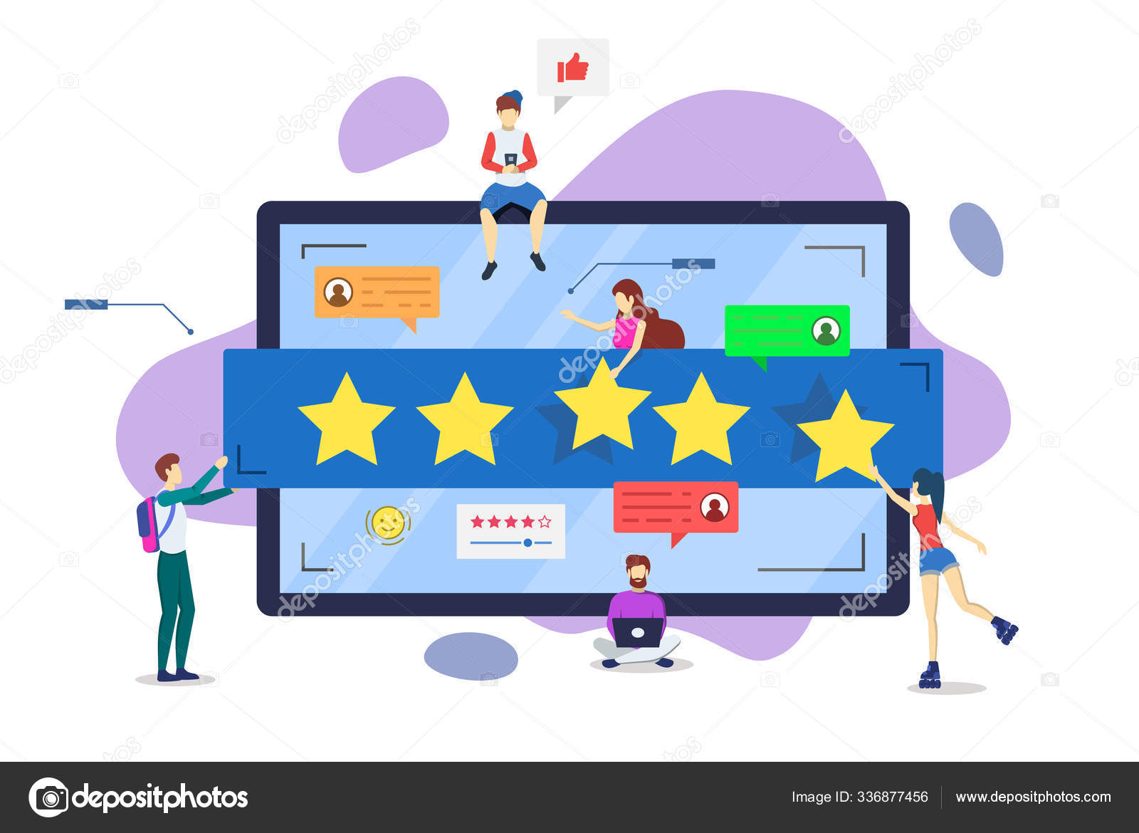Online reviews semi flat RGB color vector illustration. User experience. Customer  satisfaction. Consumer feedback. Client rating concept. Quality evaluation.  Isolated cartoon character on white Stock Vector Image by ©ntlstudio  #336877456