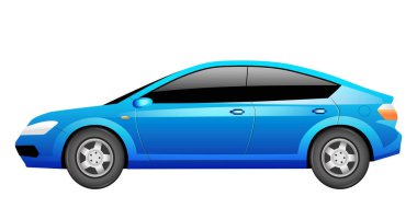 Blue sedan cartoon vector illustration. Generic car, transportation vehicle flat color object. Contemporary auto. Modern personal transport, urban automobile isolated on white background