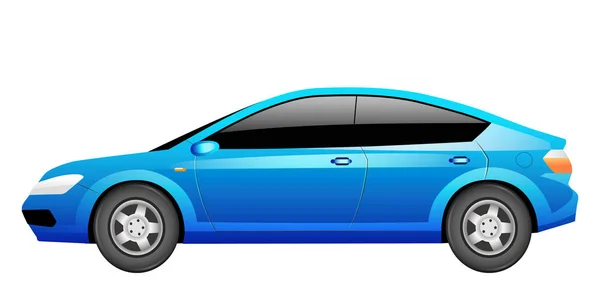 Blue sedan cartoon vector illustration. Generic car, transportation vehicle flat color object. Contemporary auto. Modern personal transport, urban automobile isolated on white background — Stok Vektör