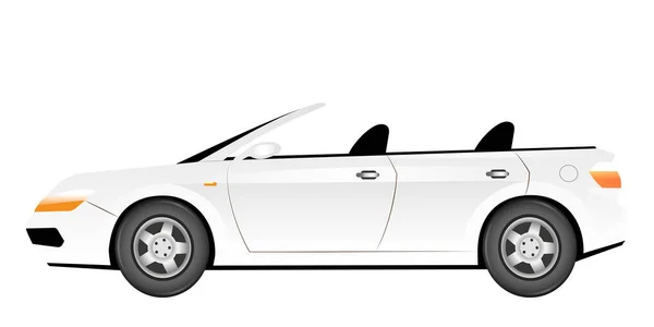 Illustration vectorielle de dessin animé blanc cabriolet. Élégante voiture d'été sans toit objet plat de couleur. Véhicule de transport luxueux. Élégante automobile personnelle isolée sur fond blanc — Image vectorielle