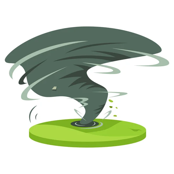 Hurricane in rural area cartoon vector illustration. Tropical cyclone. Thunderstorm. Violent tornado on field. Calamity. Destruction. Flat color natural disaster isolated on white background — 스톡 벡터