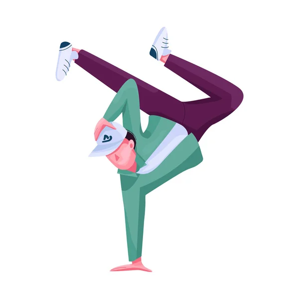 Вуличний танцюрист виконавець плоский колір вектор безликий персонаж. Підліткова міська танцівниця. Хіп-хоп, виконання зриву ізольована мультяшна ілюстрація для веб-графічного дизайну та анімації — стоковий вектор