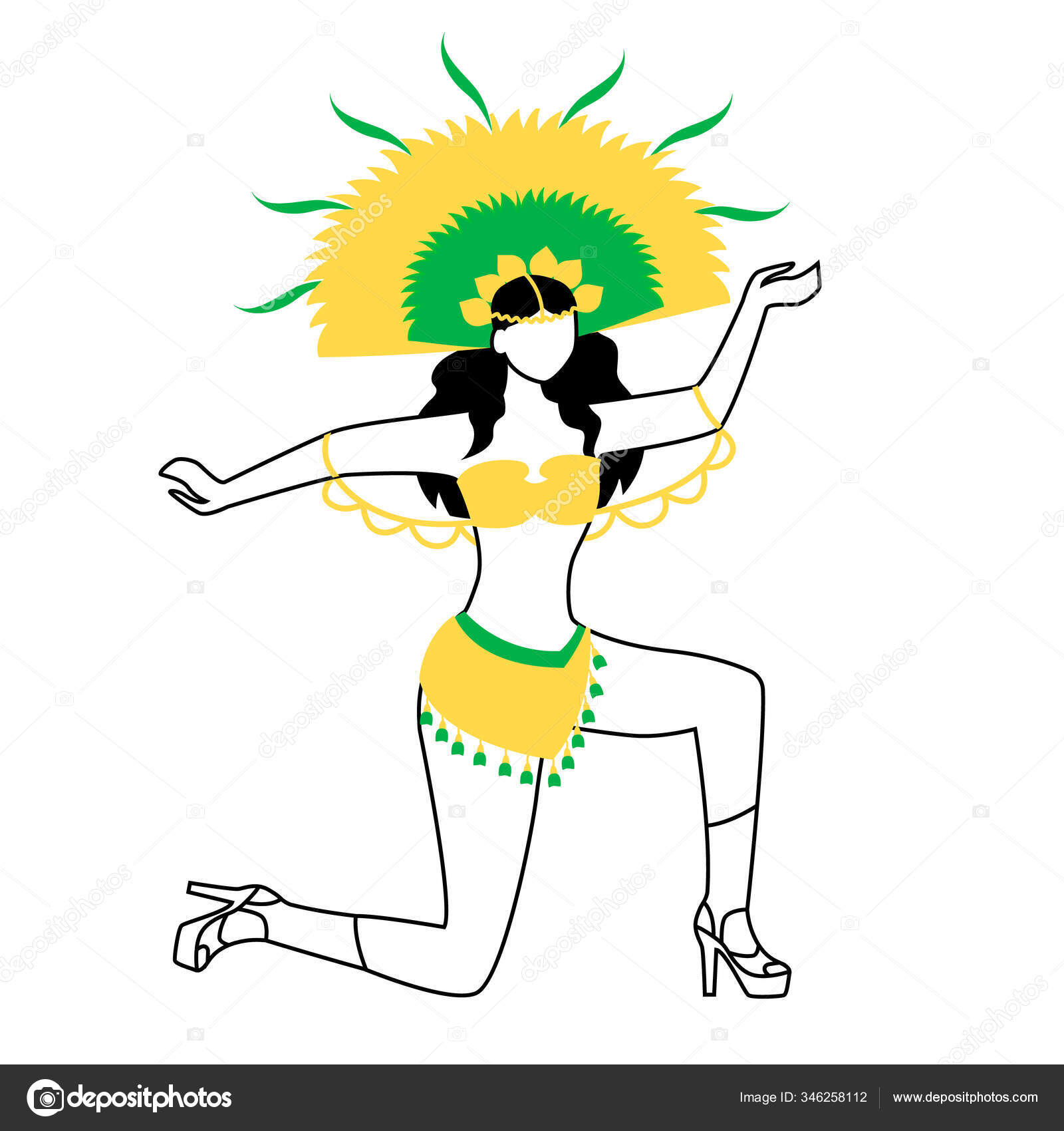 Brazilian Samba Dancer Vector. Stock Vector - Illustration of heel
