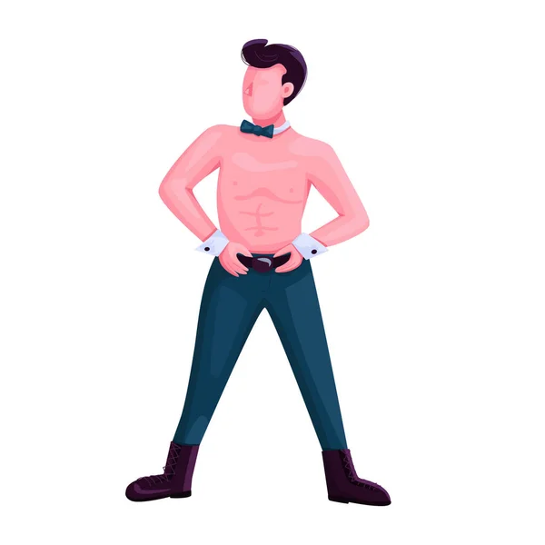 Man Strip Danser Platte Kleur Vector Gezichtsloos Karakter Verleidelijke Dans — Stockvector